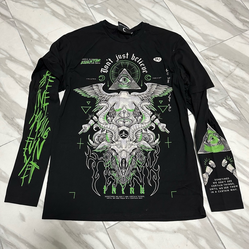 Killstar Longsleeve shirt graphic goat satanic print goth gothic neon symbols